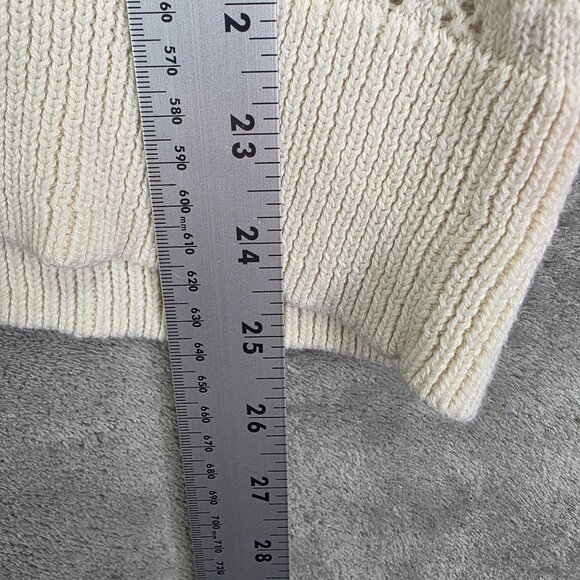 Womens Anne Taylor Ivory Knit Cardigan Sweater Mesh V Neck Button 3/4 Sleeve XL - Picture 8 of 9